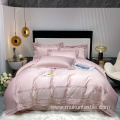 100S cotton Purple duvet cover embroidery bedding sets